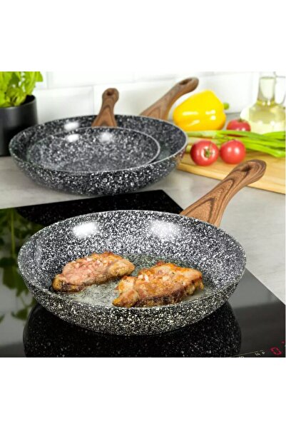 Kinghoff Комплект от 3 тигана, алуминий, мраморен, сив, 20 / 24 / 28 см,