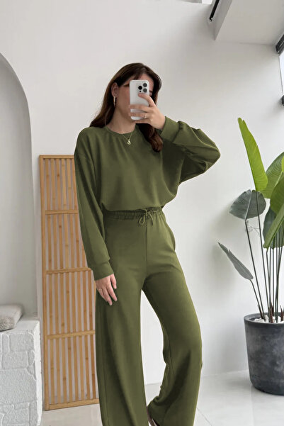 YAKAMEL Women's Modal High Waist Wide Leg Long Sleeve Bottom Top Tracksuit Set