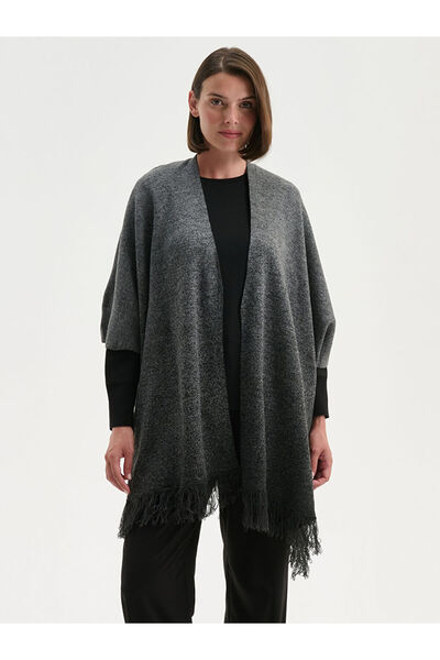 LC Waikiki Rmz gi̇yi̇m's seasonal deals: gray v-neck women's knit poncho