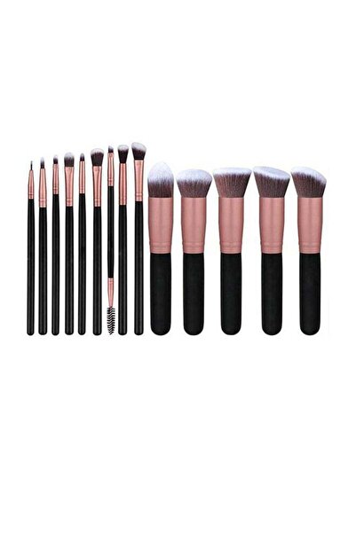 CYTHERIA مجموعة فرش مكياج تجميلية من 14 قطعة باللون الذهبي الوردي/الأسود