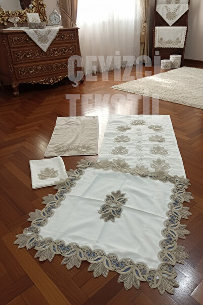 Çt Çeyizci Tekstil Fransız Dantelli 4 Parça Seccade Takımı
