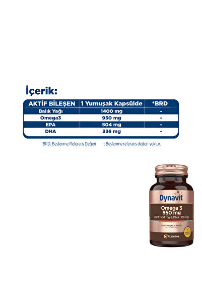 Dynavit Kids Portakal Balık Yağı 150 mL & Omega 3 950 mg 30 Yumuşak Kapsül - Aile Omega 3 Paketi
