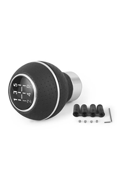 Choice3 Silver 5 Speed Universal Leather＆Aluminium Car Gear Shift Knob For M8...