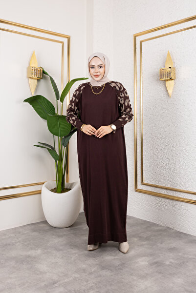 MODAMÜNASİP Leopard Patterned Mercerized Dress