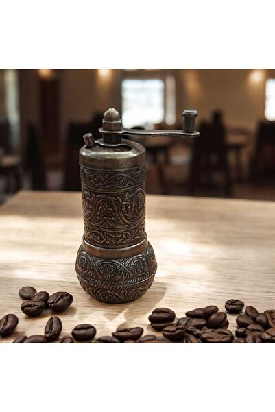 Bakır Center Stylishly Designed 11 cm Ottoman Motif Authentic Handmade Black Pepper Salt Rice Mill Mini Grinder