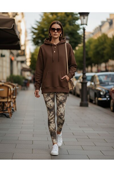 The Γυναικείο φούτερ με κουκούλα με τύπωμα oversized με φαρδιά εφαρμογή - Modal Winter με κουκούλα