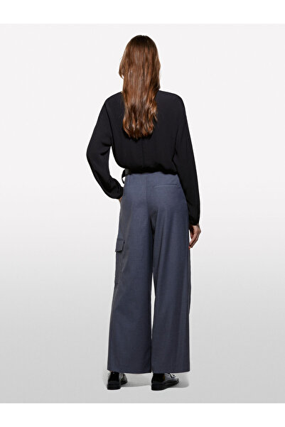 Sisley Women's Viscose Blended Buckle Belt with Pockets Palazzo Pants 325A4K2Klf07K-Sis902