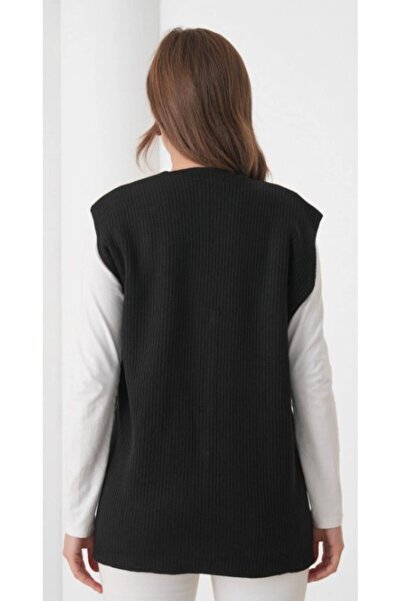 Fresh&Moda Women's Mother Plus Size Corded Fabric Wool Knitwear Vest