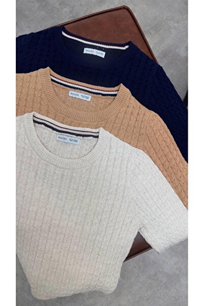 Maldia Shop Women's Hair Knit Basic Navy Blue Knitwear Sweater