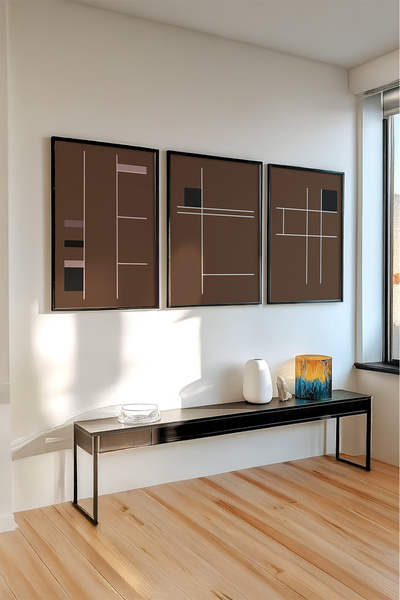 huhuli Ahşap Siyah Çerçeveli 3'lü Mocha Moments Tablo Huhu511