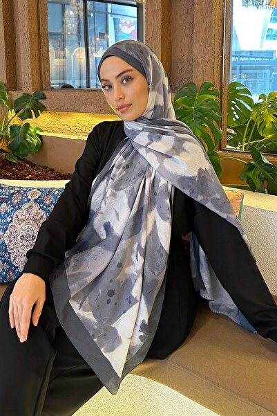 lamelif Flora Garden Desen Bambu Şal İndigo