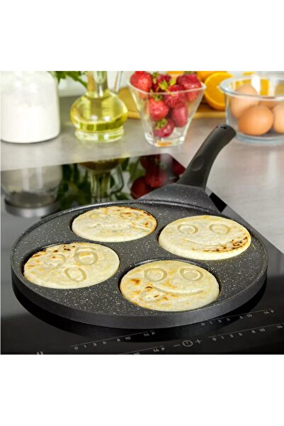 Kinghoff Мраморен тиган за яйца и палачинки, 26,5 см, черен