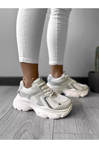 Casual Women's sneakers made of Eco-leather, casual, LA235, Beige