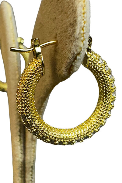 Uretti - Irem 3914 Zircon Stone Minimal Stylish Steel Hoop Earrings