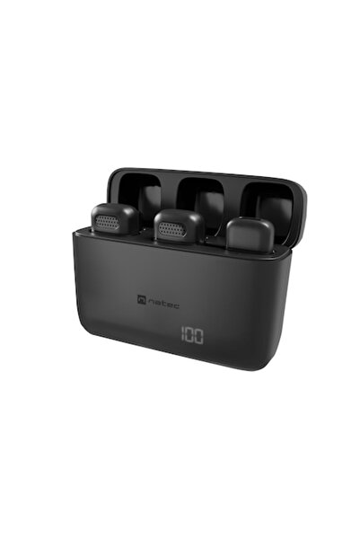 Natec Microfon wireless Hopper Lavalier, negru, set de 2, rază de acțiune 30m