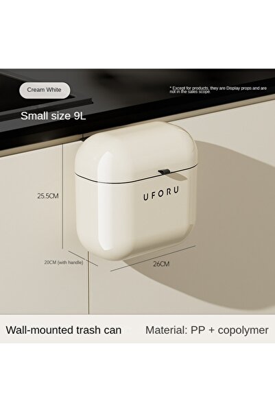 Choice 9L 9L/12L DIY Cream-Colored Wall-mounted Kitchen Trash Can with Lid for Food Waste and Bathroom No B