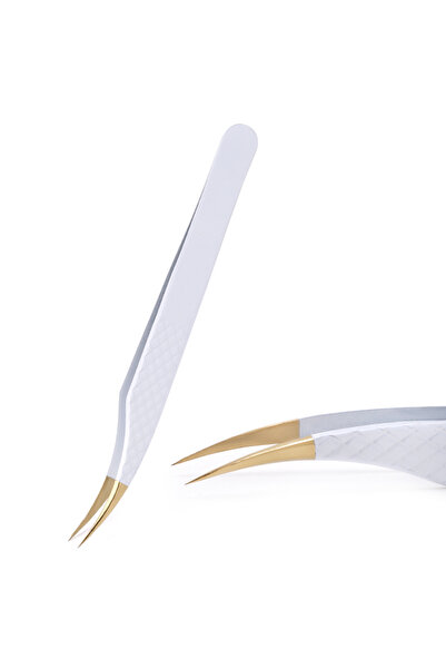 choice2 6 ملقط مضاد للكهرباء الساكنة من الذهب الأبيض لتمديد الرموش والحواجب من الفولاذ المقاوم للصدأ مجموعة Beauty Prec.