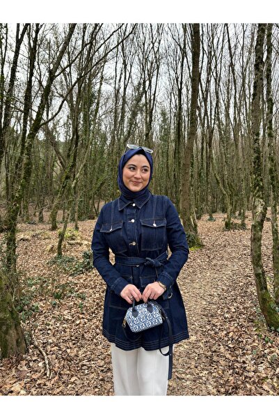 byalisdmr سترة جينز نسائية بأربعة جيوب وإغلاق كامل بالأزرار مع حزام