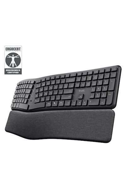 Trust Keyra keyboard, membrane, wireless RF+Bluetooth, QWERTY, 111 keys, black