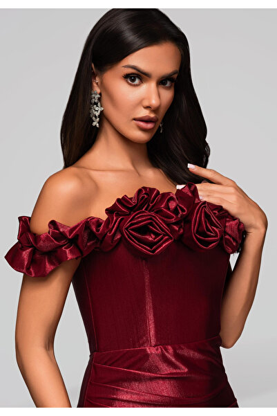 OMBRE Večerní šaty LA-OM-DLR213 - vínové