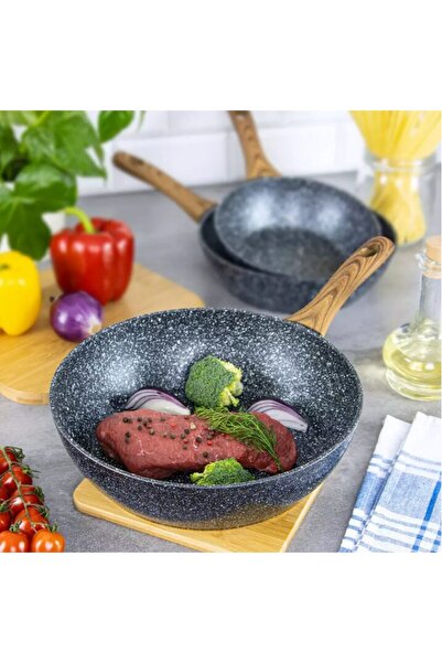 Klausberg Комплект от 3 тигана, алуминий, мраморен, черен, 20 / 24 / 28 см,