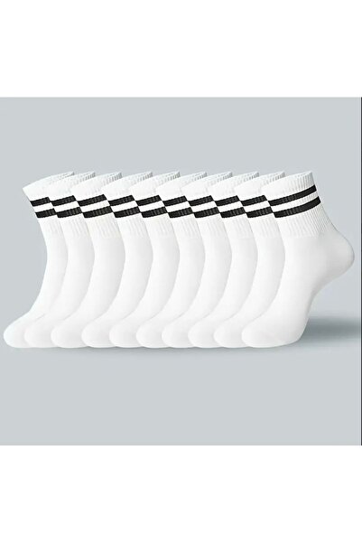 Vast Unisex Black and White Hoop Tennis College Cotton Socks 20-Pack (10 Pairs White, 10 Pairs Black)