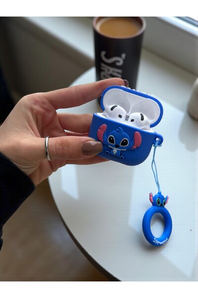 KVK PRİVACY AirPods 4 Nesil Uyumlu Mavi Stitch 3D Kabartmalı Desenli Silikon ...