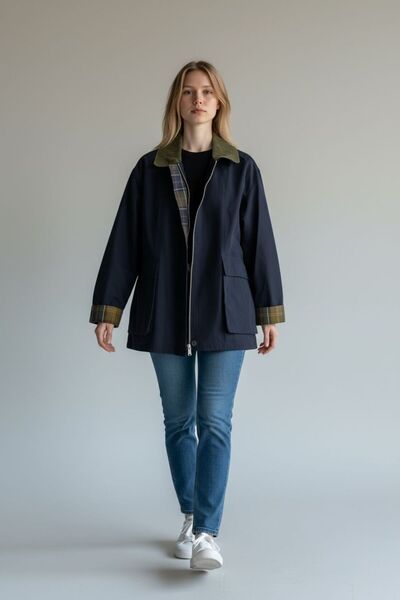 DİREN TEKSTİL LACİVERT KADİFE YAKALI EKOSE ASTARLI CEKET