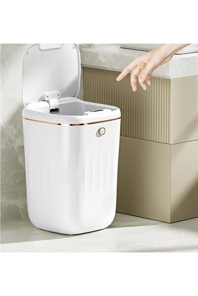 Gadgetry White Automatic Sensor Trash Can with LED, anti-odor lid, white, 24L