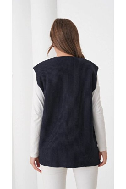 Fresh&Moda Women's Mother Plus Size Corded Fabric Wool Knitwear Vest