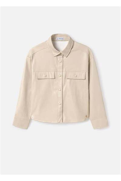 MAYORAL Girl's Leather Shirt Beige 7194