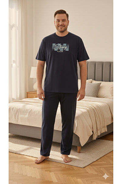 sleeproom ERKEK BÜYÜK BEDEN SADE PİJAMA TAKIMI Strong Baskı