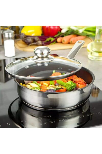 Kinghoff Tigaie adanca cu capac, fund termic multistrat, inox, 24 cm,