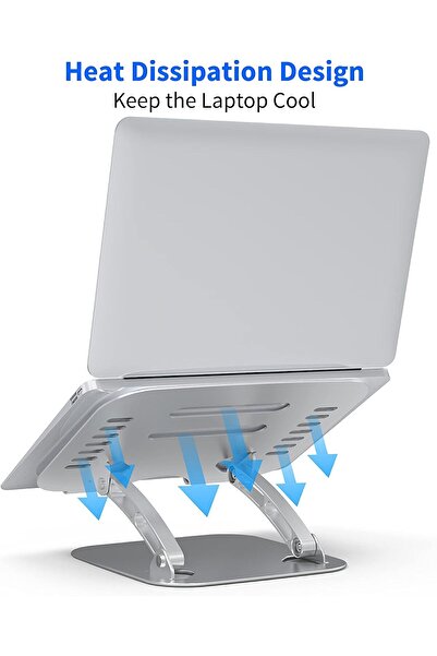 Generic حامل كمبيوتر محمول من OLIGE، قابل للتعديل بشكل مريح في الارتفاع والزاوية، يناسب مقاس 11-17 بوصة، فضي