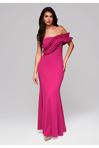 OMBRE Evening dress LA-OM-DLR219 - dark fuchsia