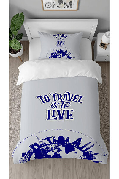 GREENDECOR World Traveling Is to Live Patterned Digital Printed Special Design Stylish Duvet Cover Set Without Sheets