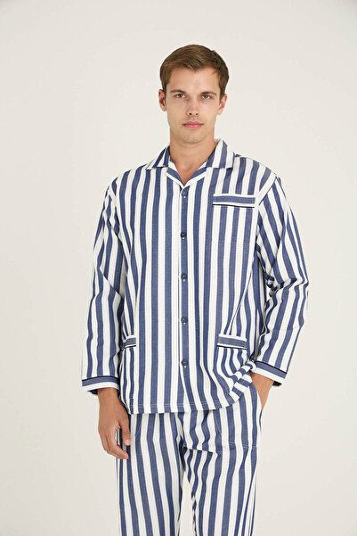 KLY Old School Men's Line Patterned Luxury Comfortable Pajama Set