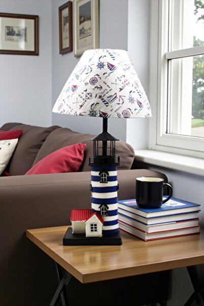 HEDİYE FİKRİ Metal Lighthouse Design Lampshade 60 cm X 16 cm – Decorative Table Lamp