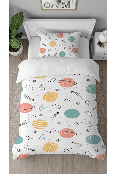 GREENDECOR Planet Astronaut Space Rocket Patterned Digital Printed Special Design Stylish Children's Duvet Cover Set Without Sheets