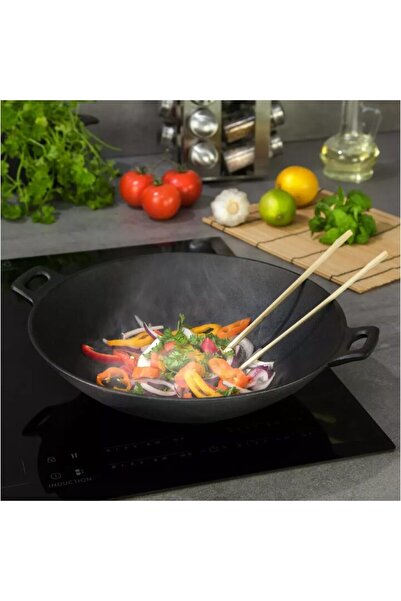 Kinghoff Cast iron wok, black, 31 cm,