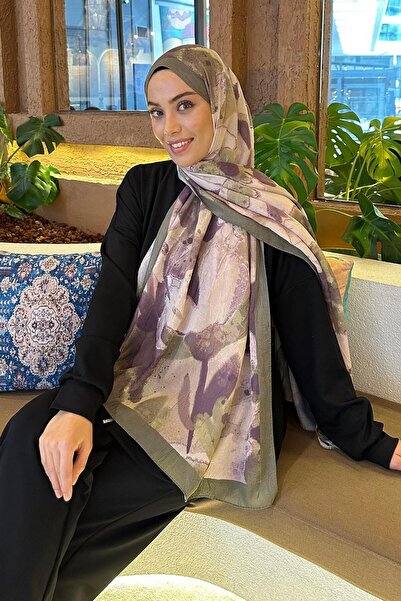 lamelif Flora Garden Desen Bambu Şal Haki