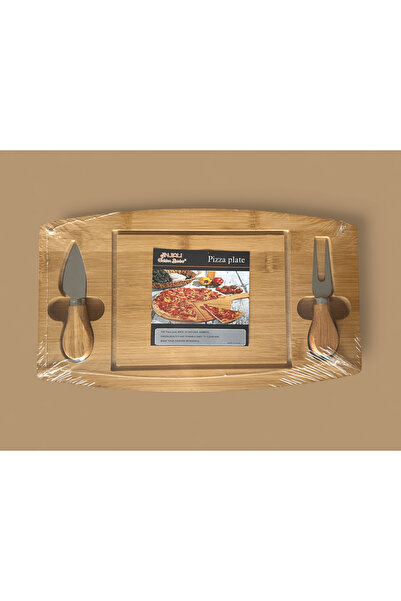 wei inox Rectangular cheese platter with 2 stainless steel utensils