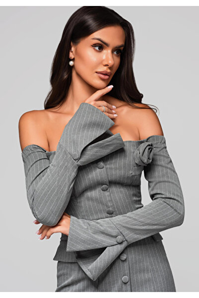 OMBRE Βραδινό φόρεμα LA-OM-DLR221 - γκρι