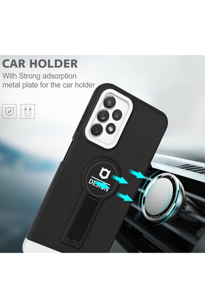 Flippy Armor Design Case with Stand for iPhone 14 Plus Black/White, Magnetic Car Holder, Shockproof,