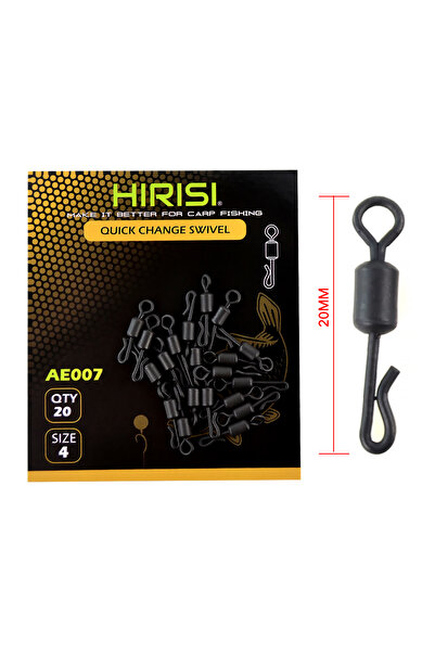 HIRISI AE007 مقاس 4، 20 قطعة، دوارات صيد سمك الشبوط سريعة التغيير من الفولاذ ...