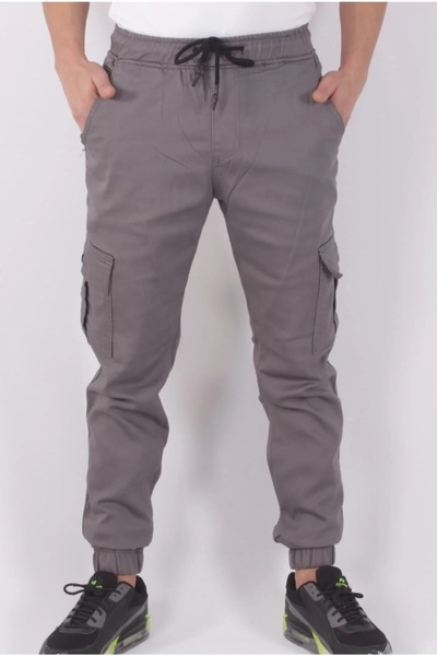 SERAZAT Штани з кишенями для вантажу, бавовняні, з еластичною стрічкою на штанинах