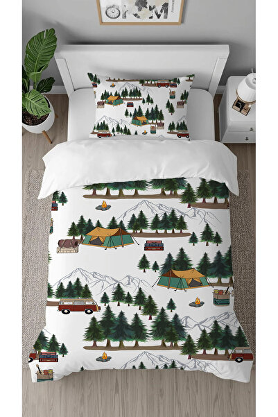 GREENDECOR Nature Forest Pine Tree Camping Mountain Patterned Digital Printed...