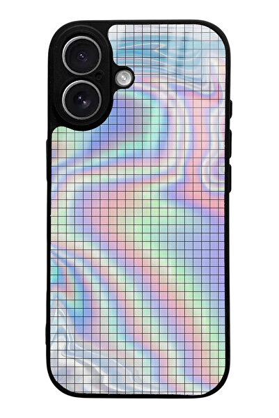Spoyi iPhone 17 Neon Checkerboard Design Glossy Phone Compatible Case
