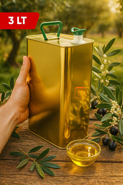 Öztürk ambalaj 3 LT Yağ Tenekesi Baskısız Gold Zeytin Yağı Tenekesi