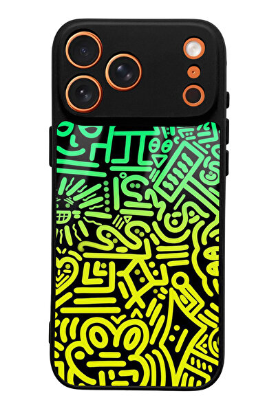 Spoyi Neon Geometric Design Glossy Phone Case Compatible with iPhone 17 Pro Max